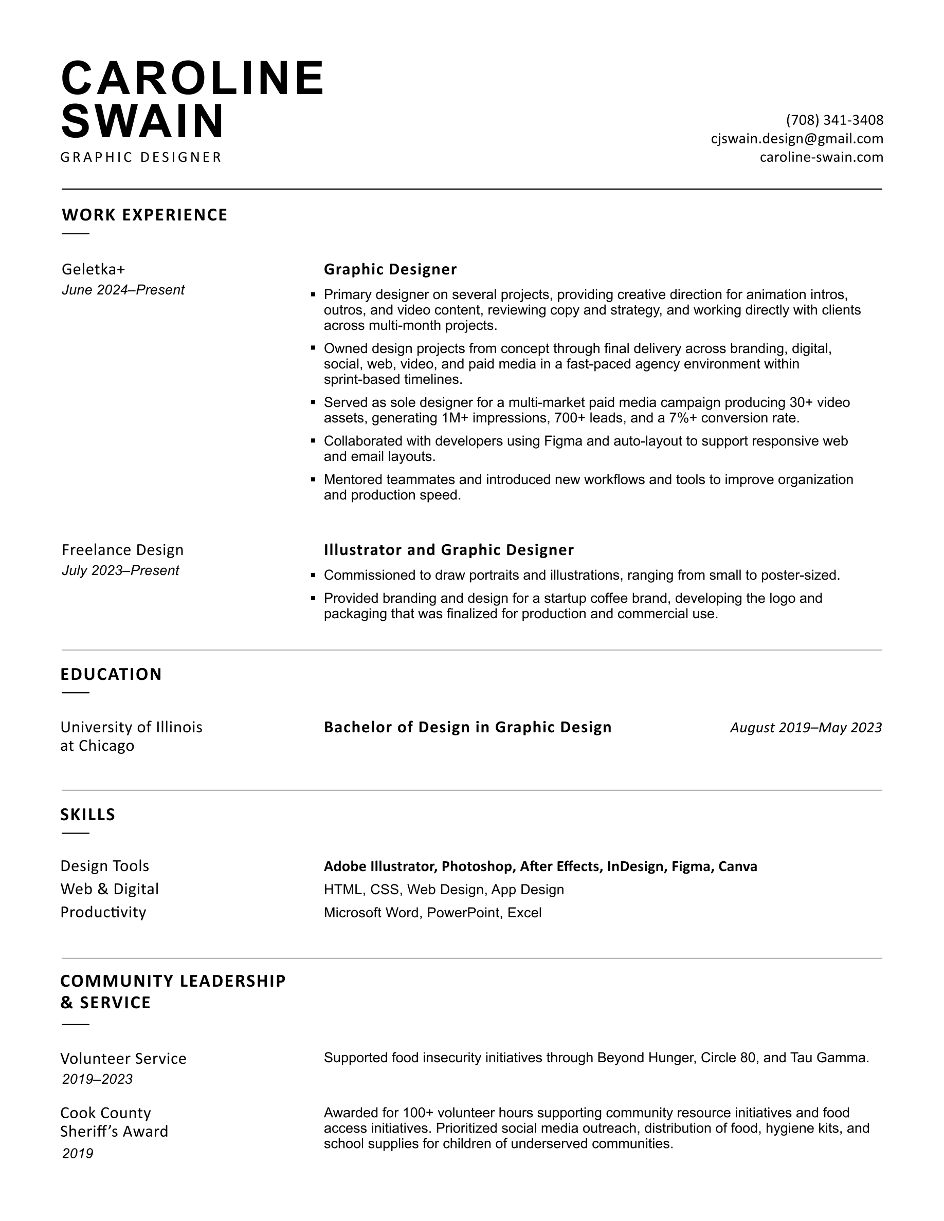 Caroline Swain Resume