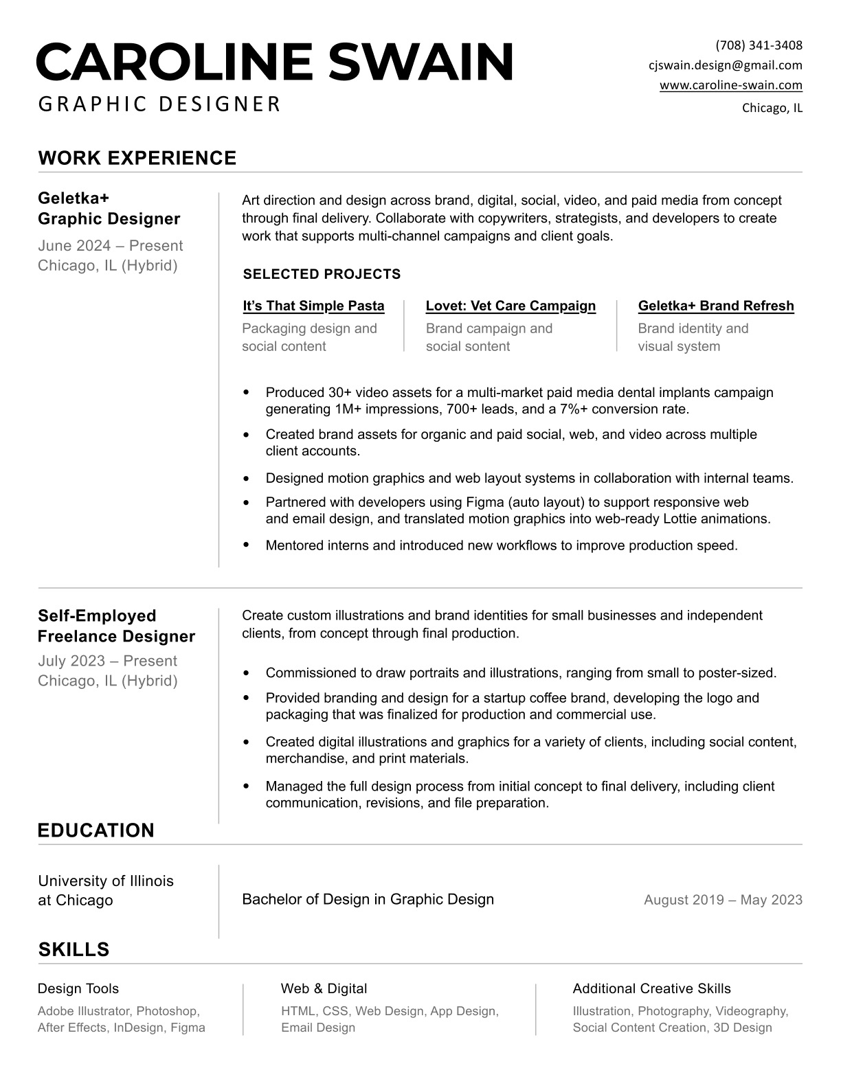 Caroline Swain Resume